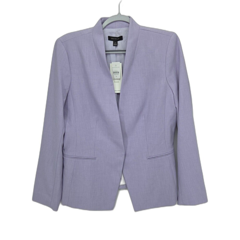 New Ann Taylor Blazer Jacket Womens 10 Lavender Purple Bi Stretch Collarless